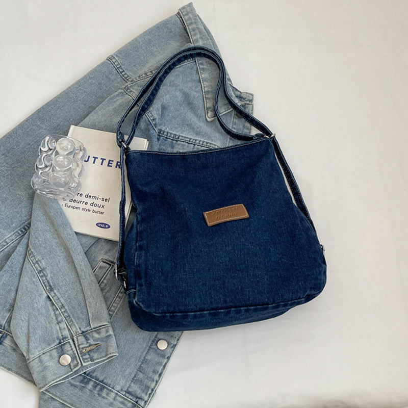 Adjustable Strap Denim Shoulder Bag-BT8D