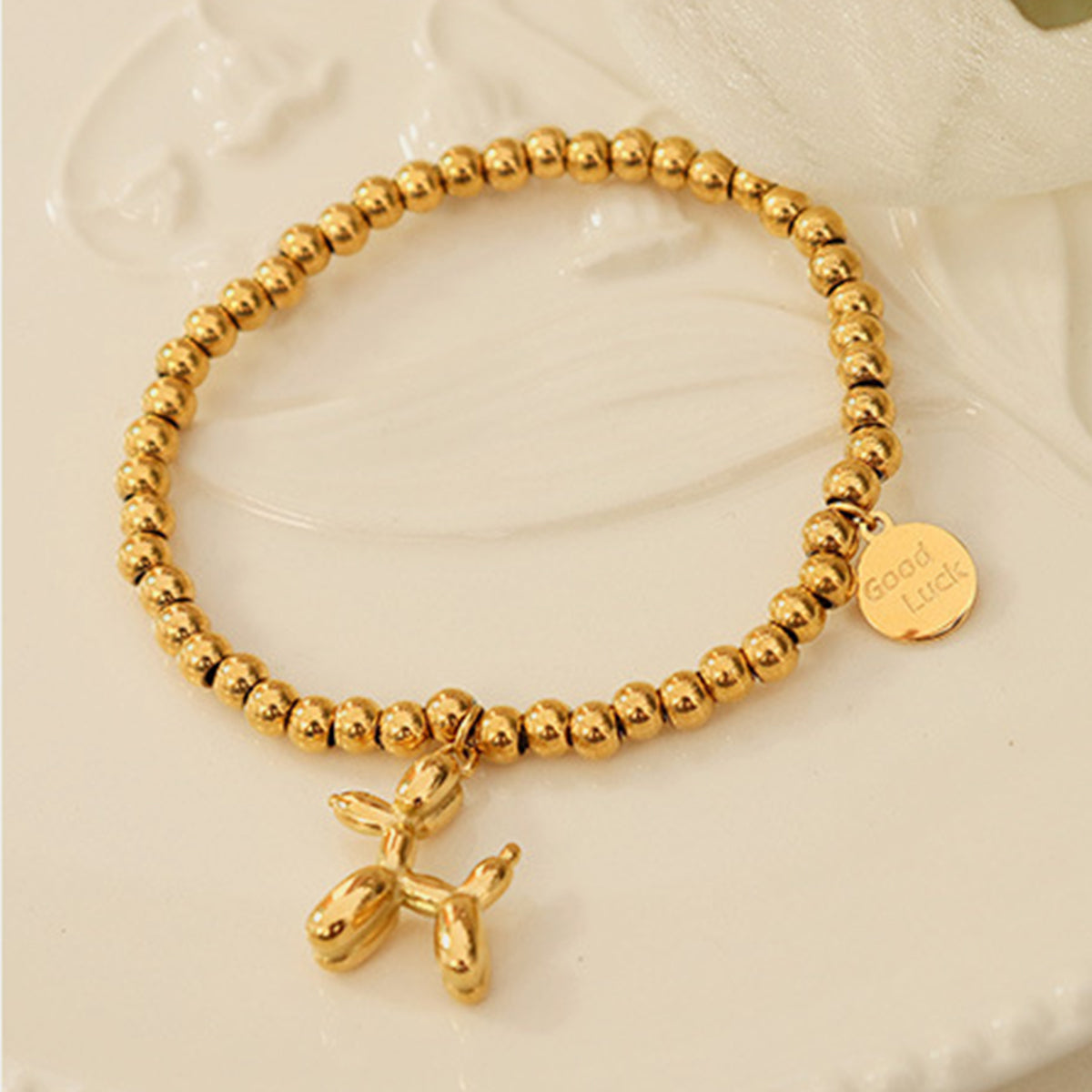 18K Gold-Plated Titanium Steel Puppy Shape Charm Bracelet-BT8D