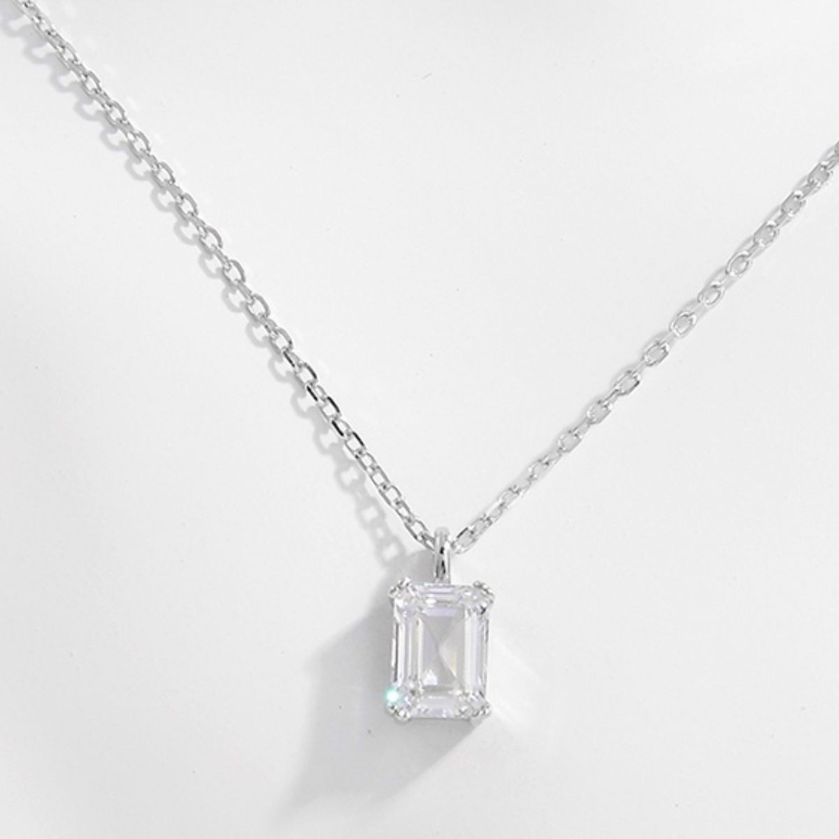 925 Sterling Silver Zircon Pendant Necklace-BT8D