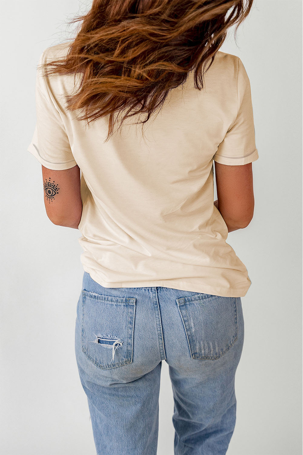 Corn Letter Graphic Cuffed Tee-BT8D