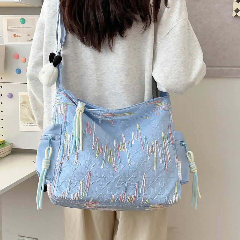 Contrast Texture Shoulder Bag-BT8D