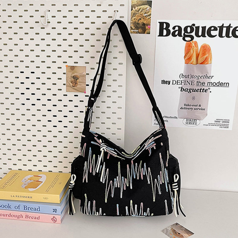 Contrast Texture Shoulder Bag-BT8D