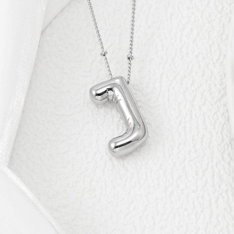 Copper Bubble Letter Pendant Necklace-BT8D