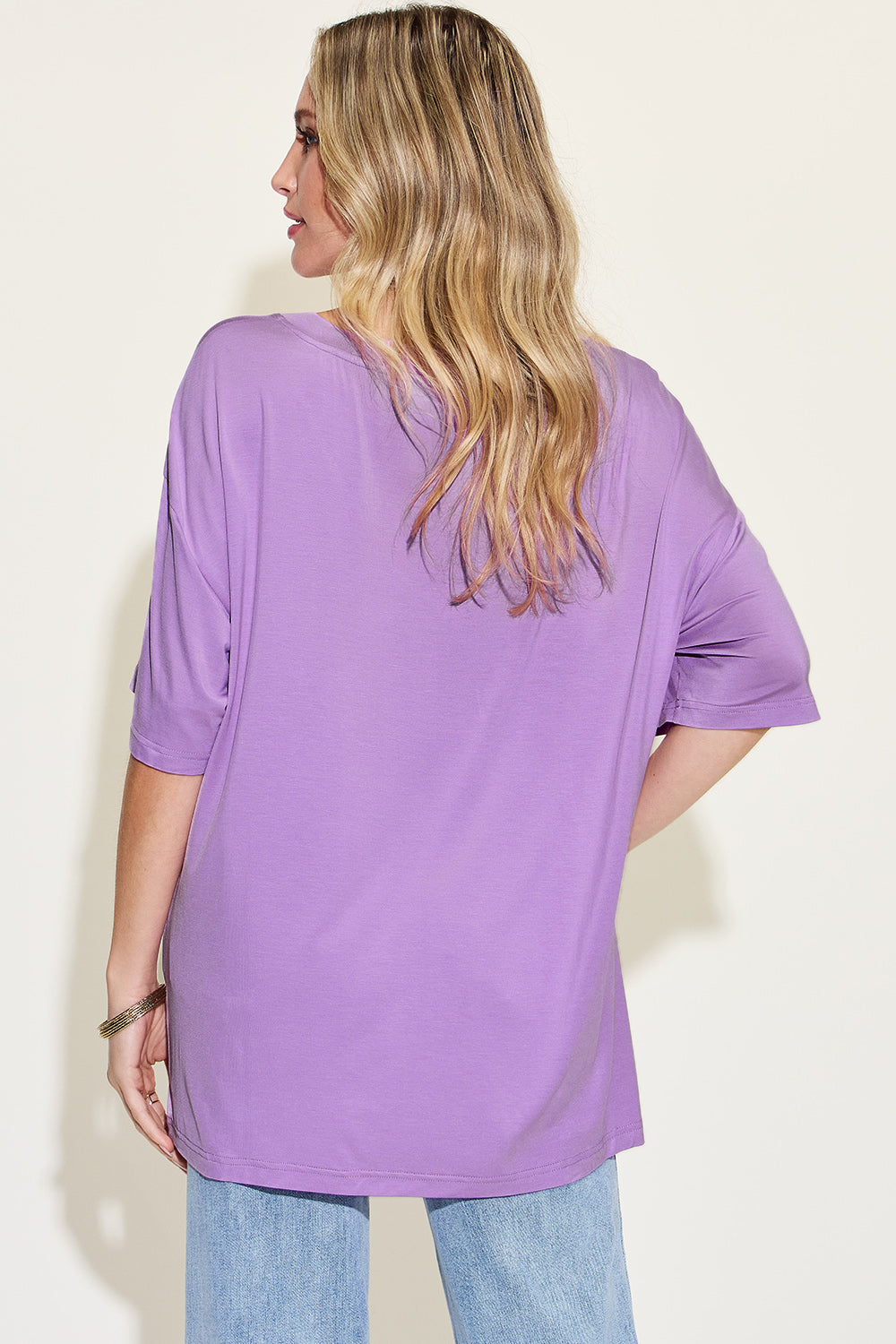 Basic Bae Full Size Bamboo V-Neck Drop Shoulder T-Shirt-BT8D