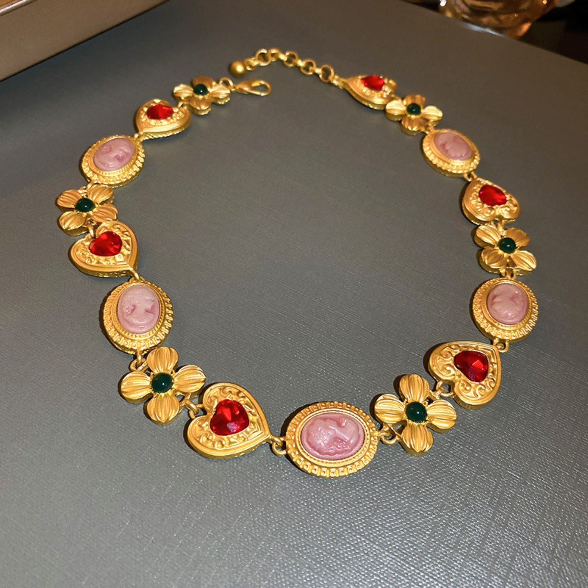 Copper Inlaid Rhinestone Necklace-BT8D