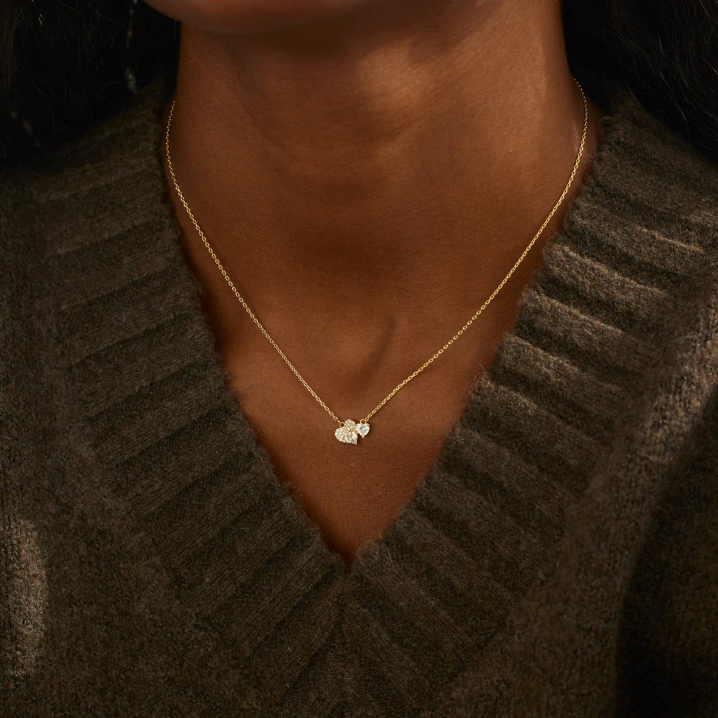 18K Gold-Plated 925 Sterling Silver Zircon Heart Necklace-BT8D