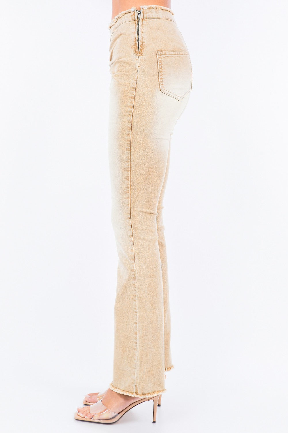 American Bazi V-Cut Ruched Flare Pants-BT8D