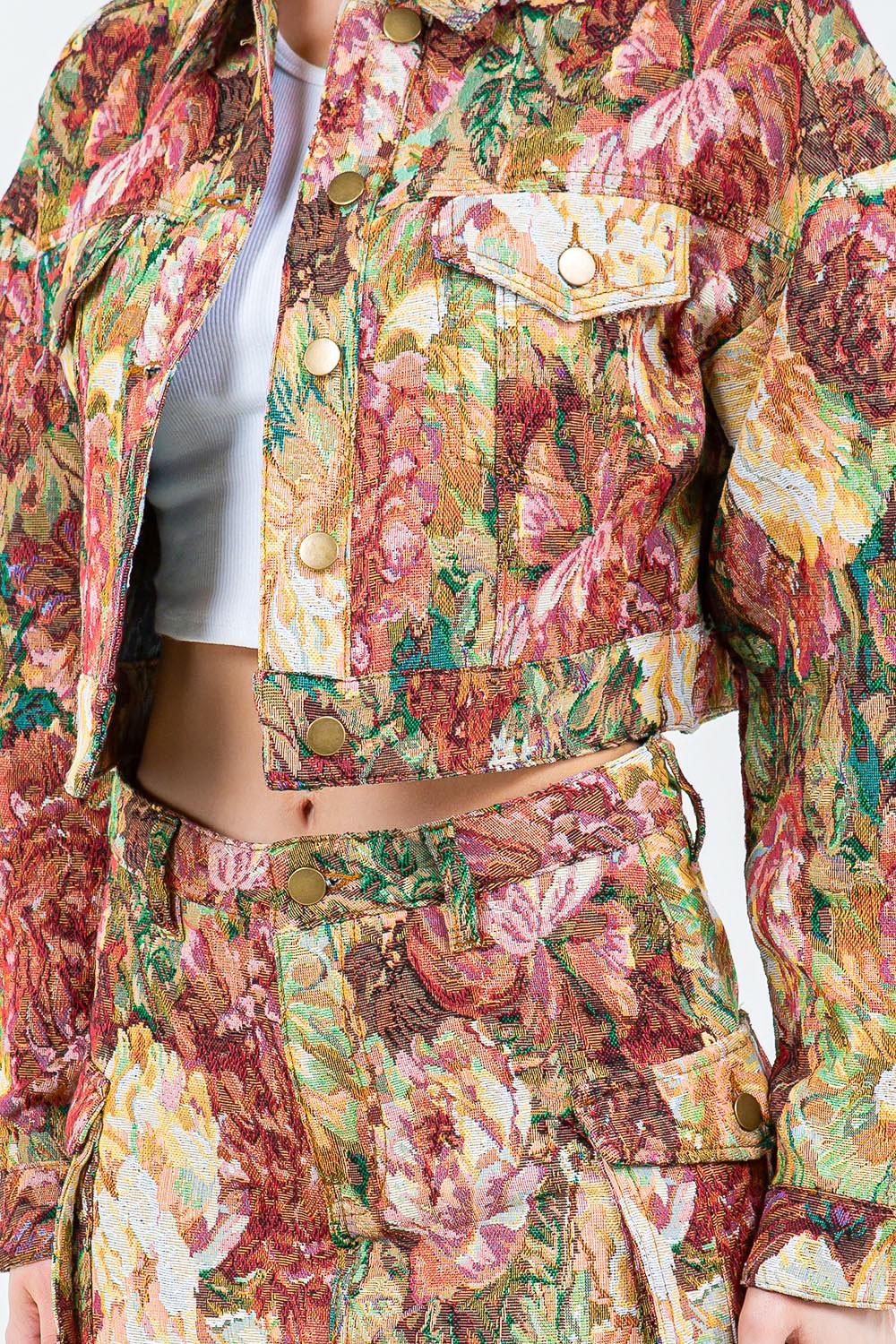 American Bazi Jacquard Cargo Cropped Jacket-BT8D