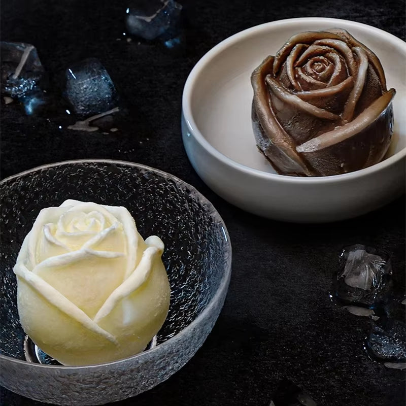 3D Silicone Rose Shape Ice Cube Maker Ice Cream Silicone Mold Ice Ball Maker Reusable Whiskey Cocktail Mould Форма Для Льда HE-BT8D