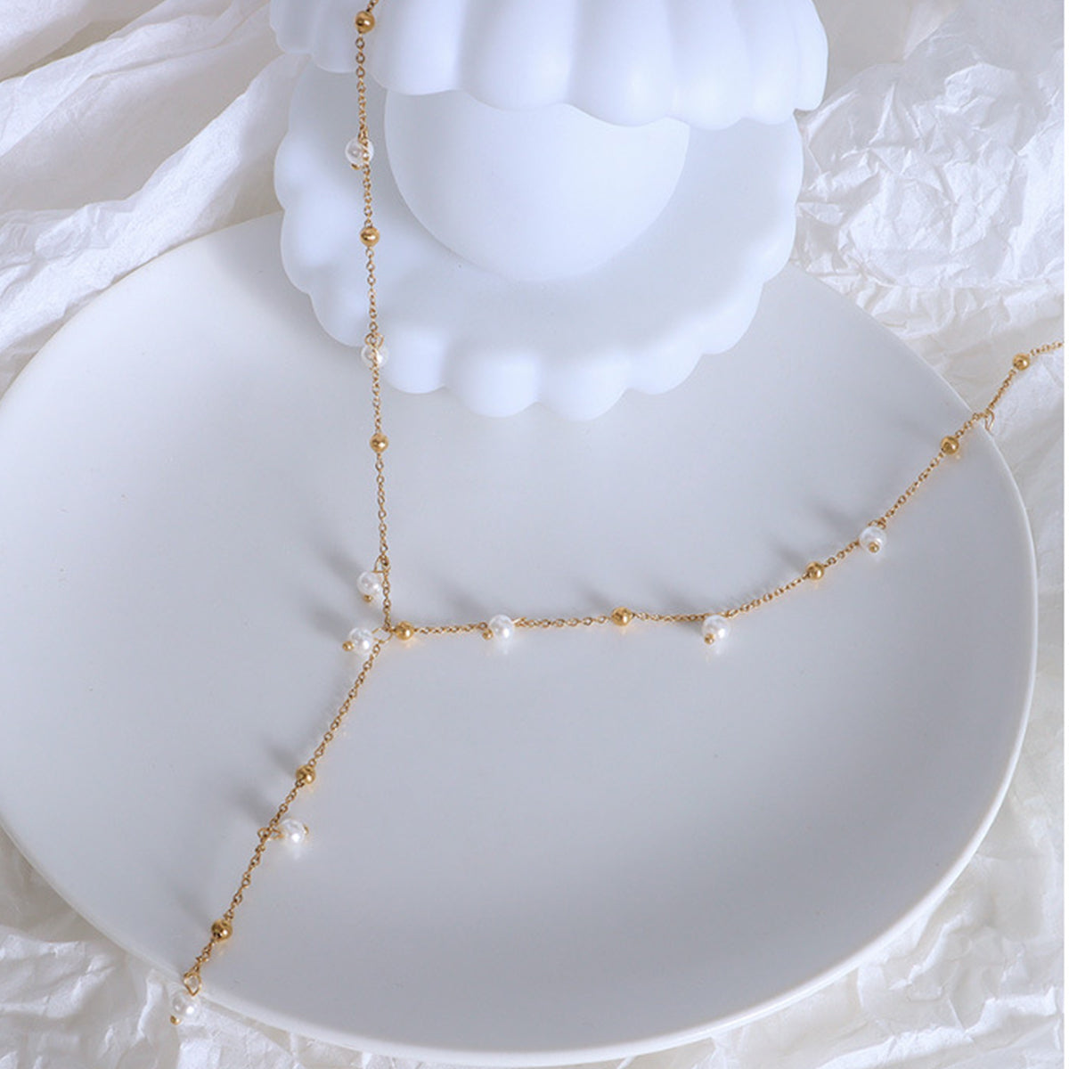 18K Gold-Plated Pearl Drop Necklace-BT8D
