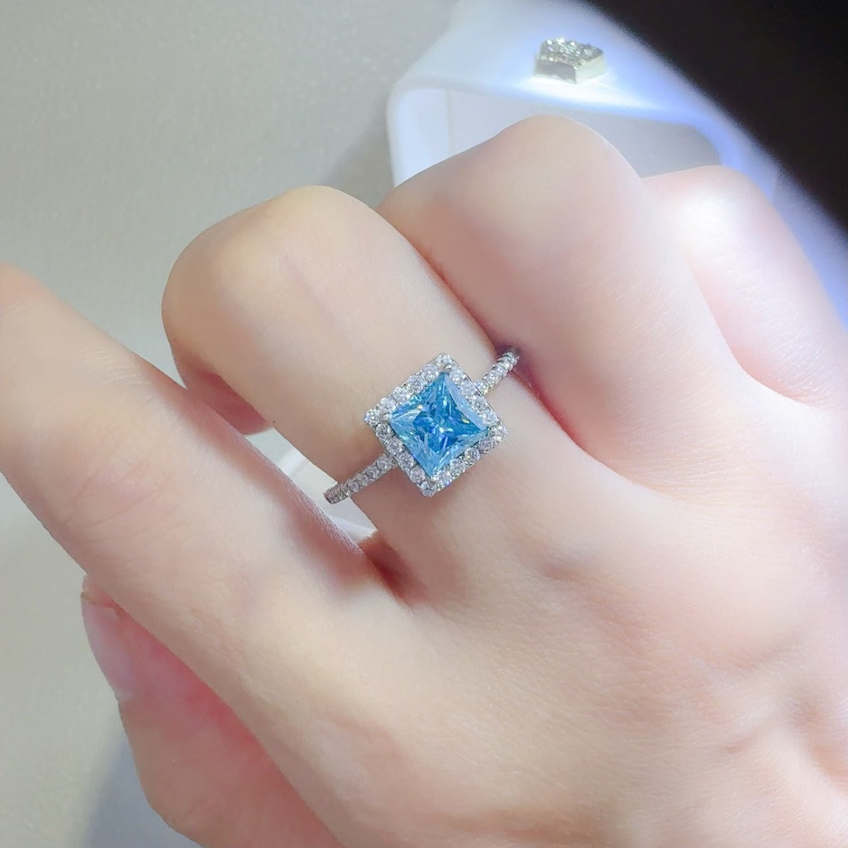 2 Carat Moissanite 925 Sterling Silver Square Shape Ring-BT8D