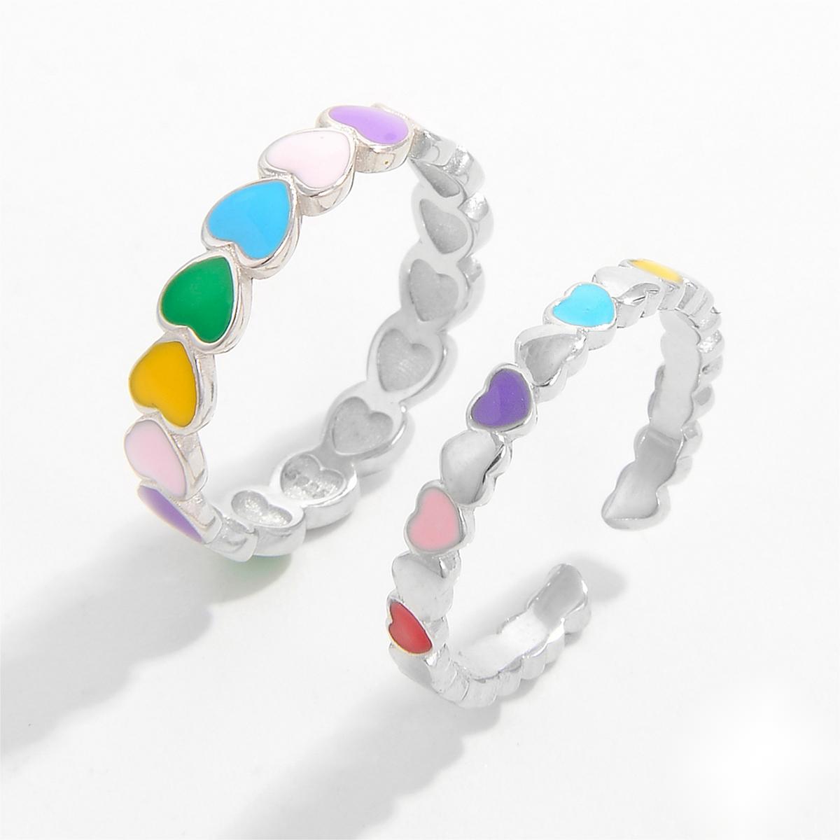 925 Sterling Silver Drip Oil Heart Ring-BT8D