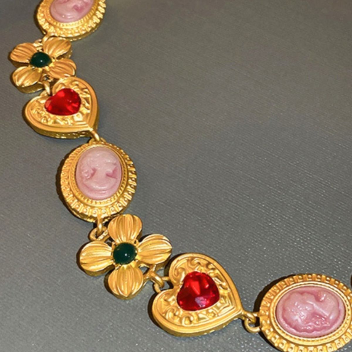 Copper Inlaid Rhinestone Necklace-BT8D