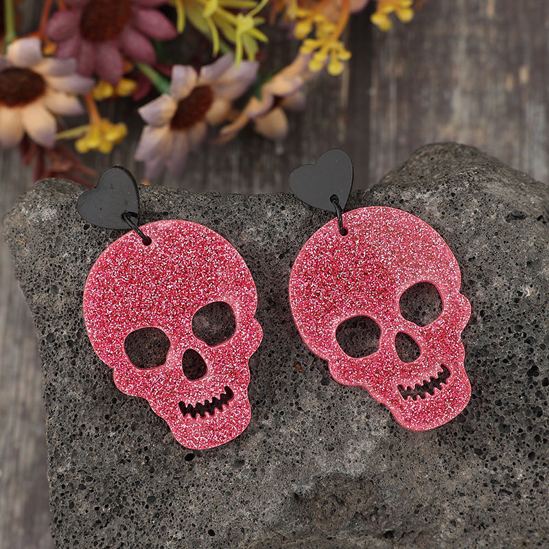 Acrylic Skeleton & Heart Earrings-BT8D