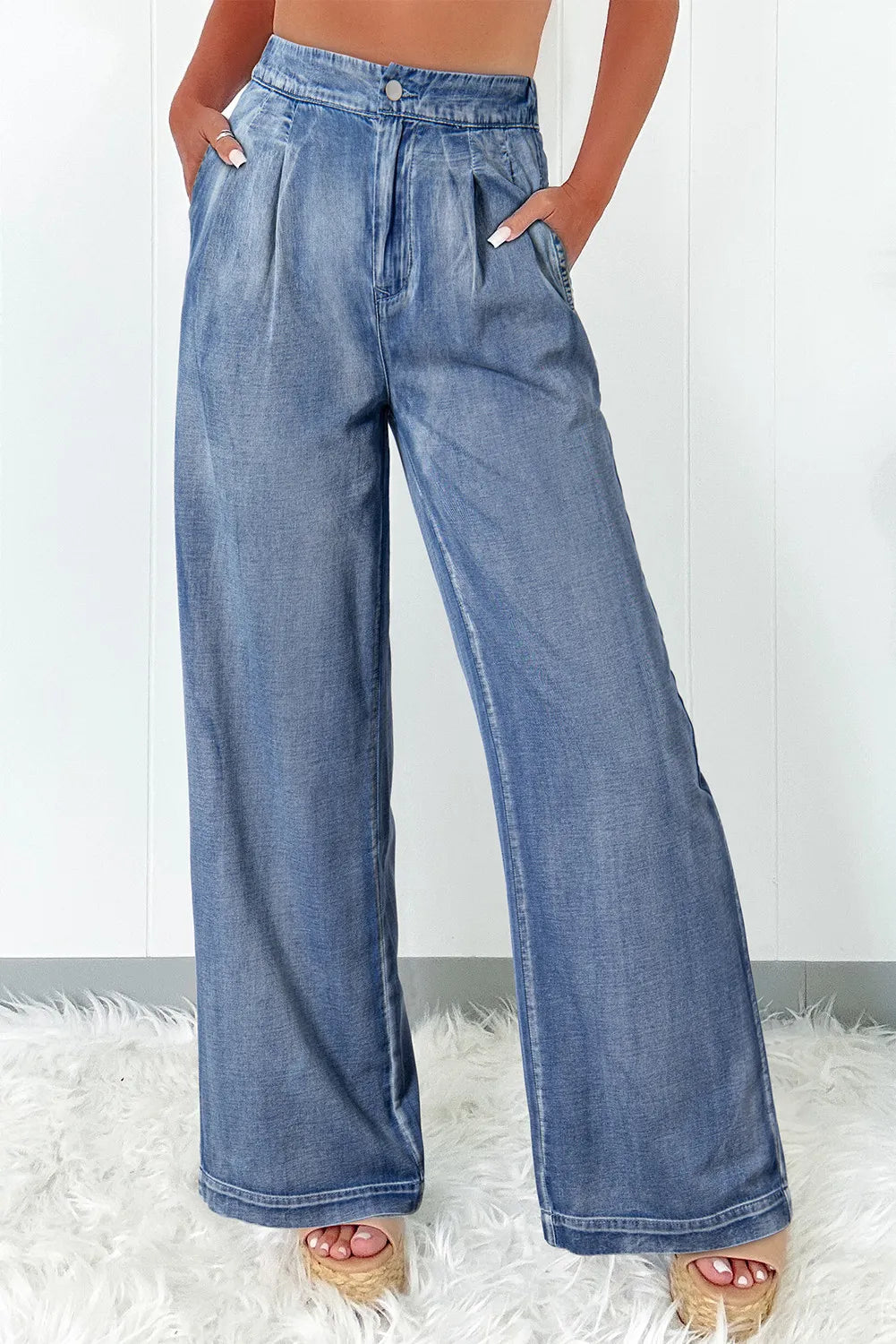 High Waist Wide Leg Jeans Front View