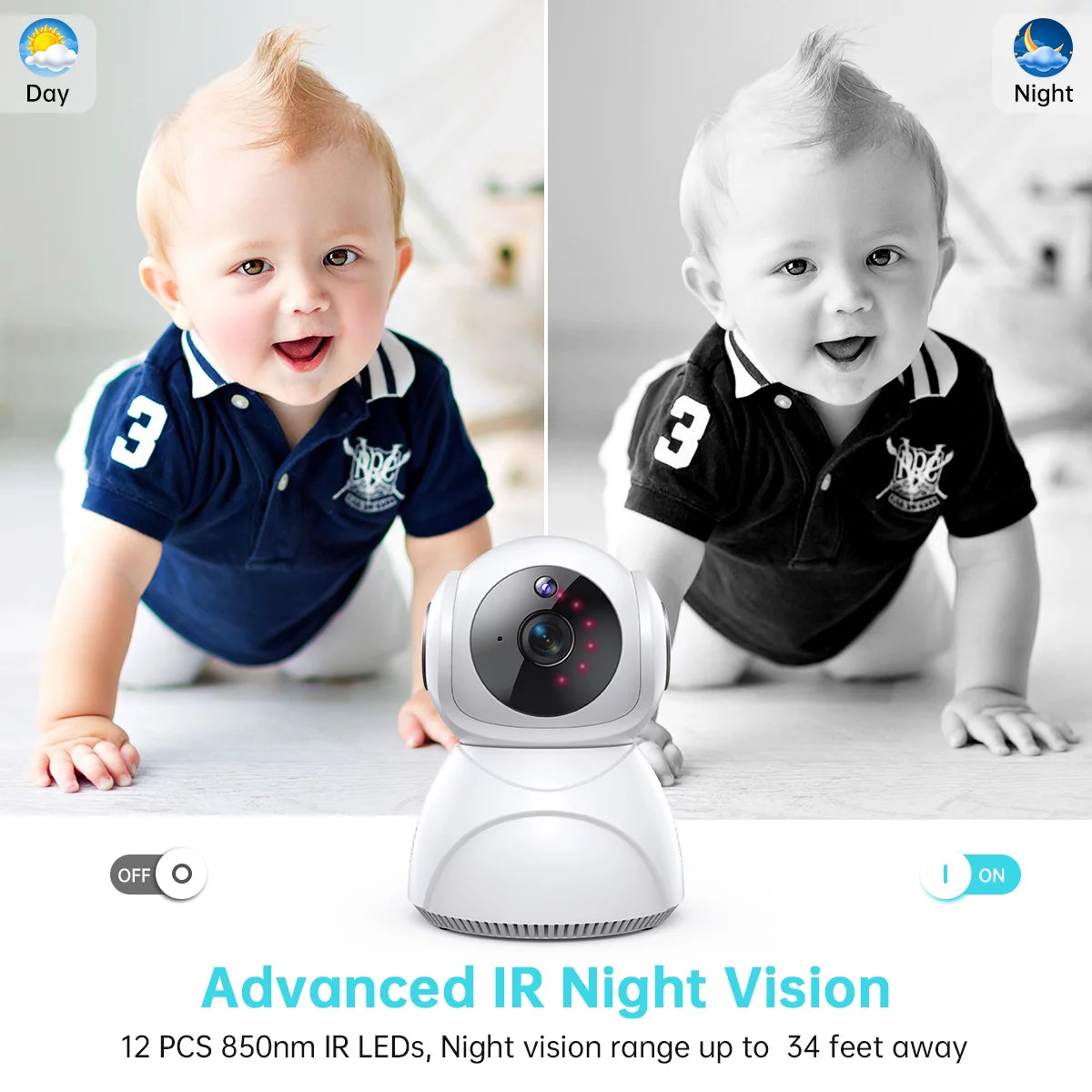 Baby Monitor -3K 5MP Video Baby Monitor with Camera and Audio - Baby Monitor Wifi Smartphone with Night Vision, Video Recording, App Control, Motion Detection/Tracking, 2-Way Audio-BT8D