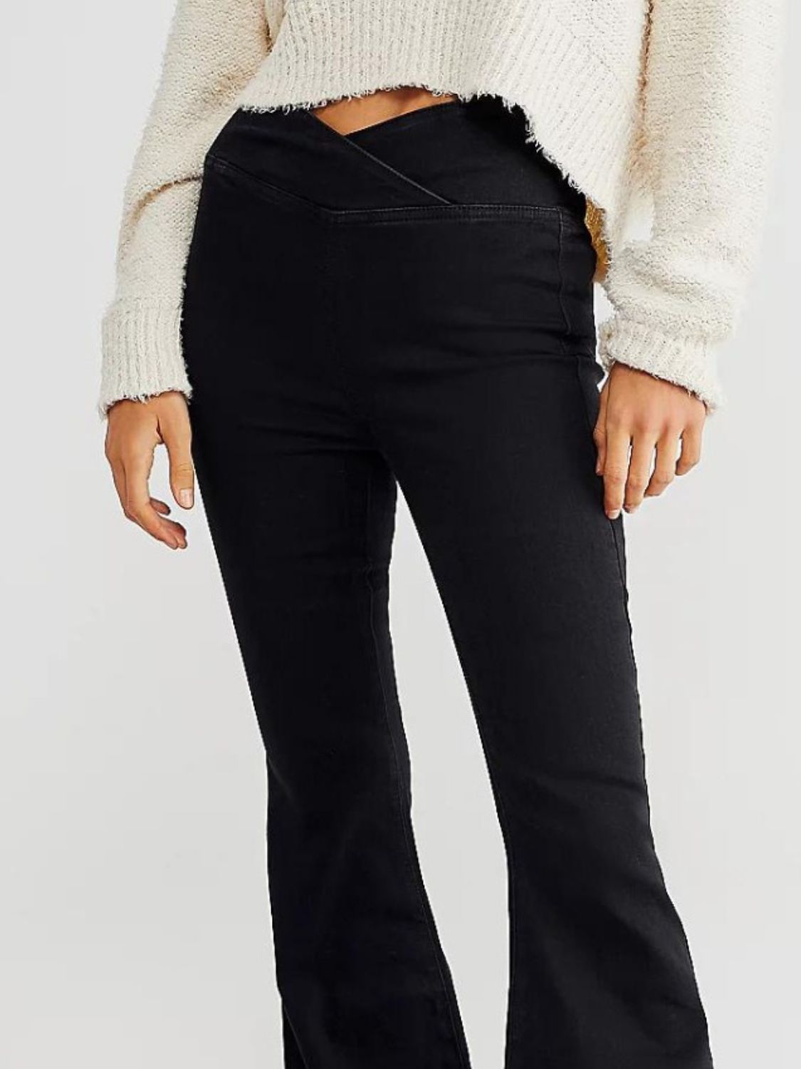 Asymmetric Waist Flare Jeans-BT8D