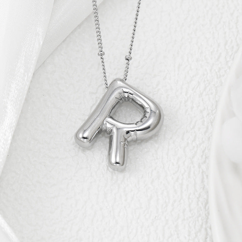 Copper Bubble Letter Pendant Necklace-BT8D