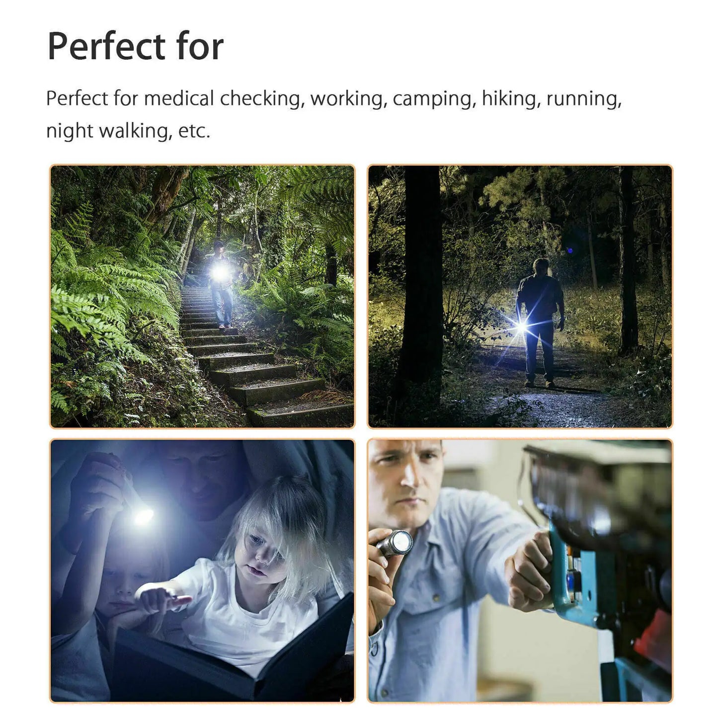 5" LED USB Rechargeable Mini Tactical Flashlight Stainless Steel Torch Pen Light-BT8D