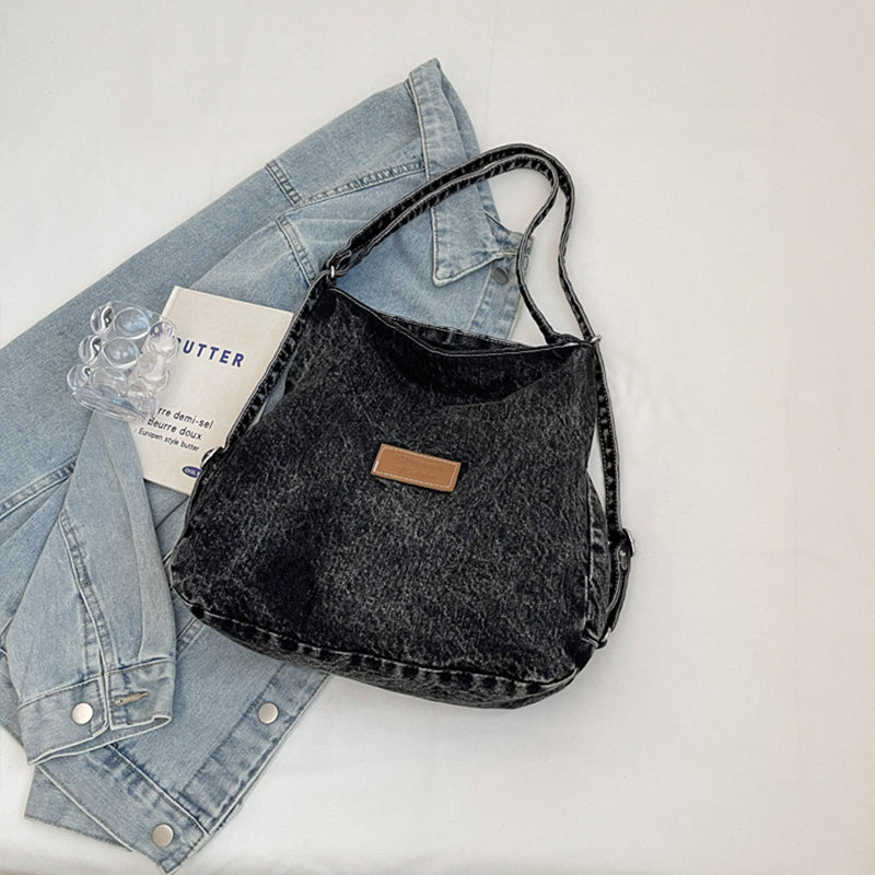 Adjustable Strap Denim Shoulder Bag-BT8D