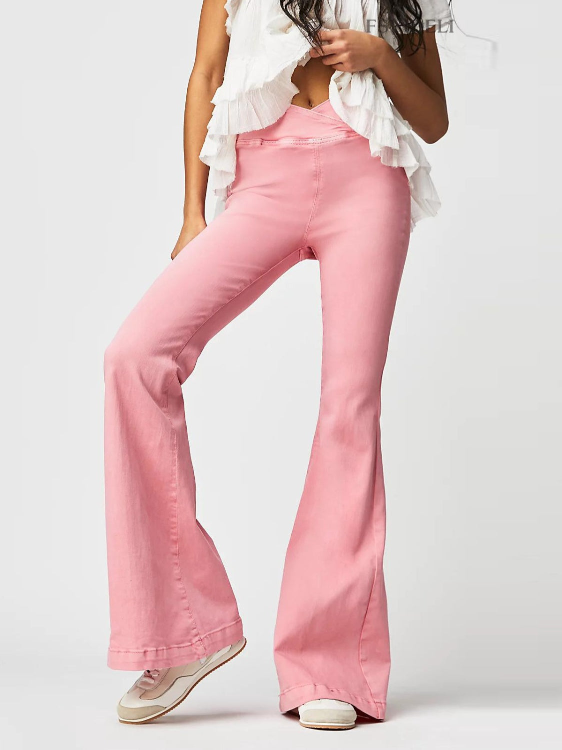 Asymmetric Waist Flare Jeans-BT8D