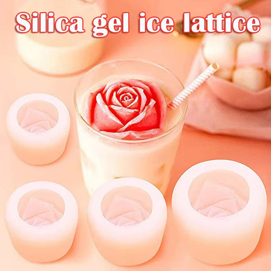 3D Silicone Rose Shape Ice Cube Maker Ice Cream Silicone Mold Ice Ball Maker Reusable Whiskey Cocktail Mould Форма Для Льда HE-BT8D