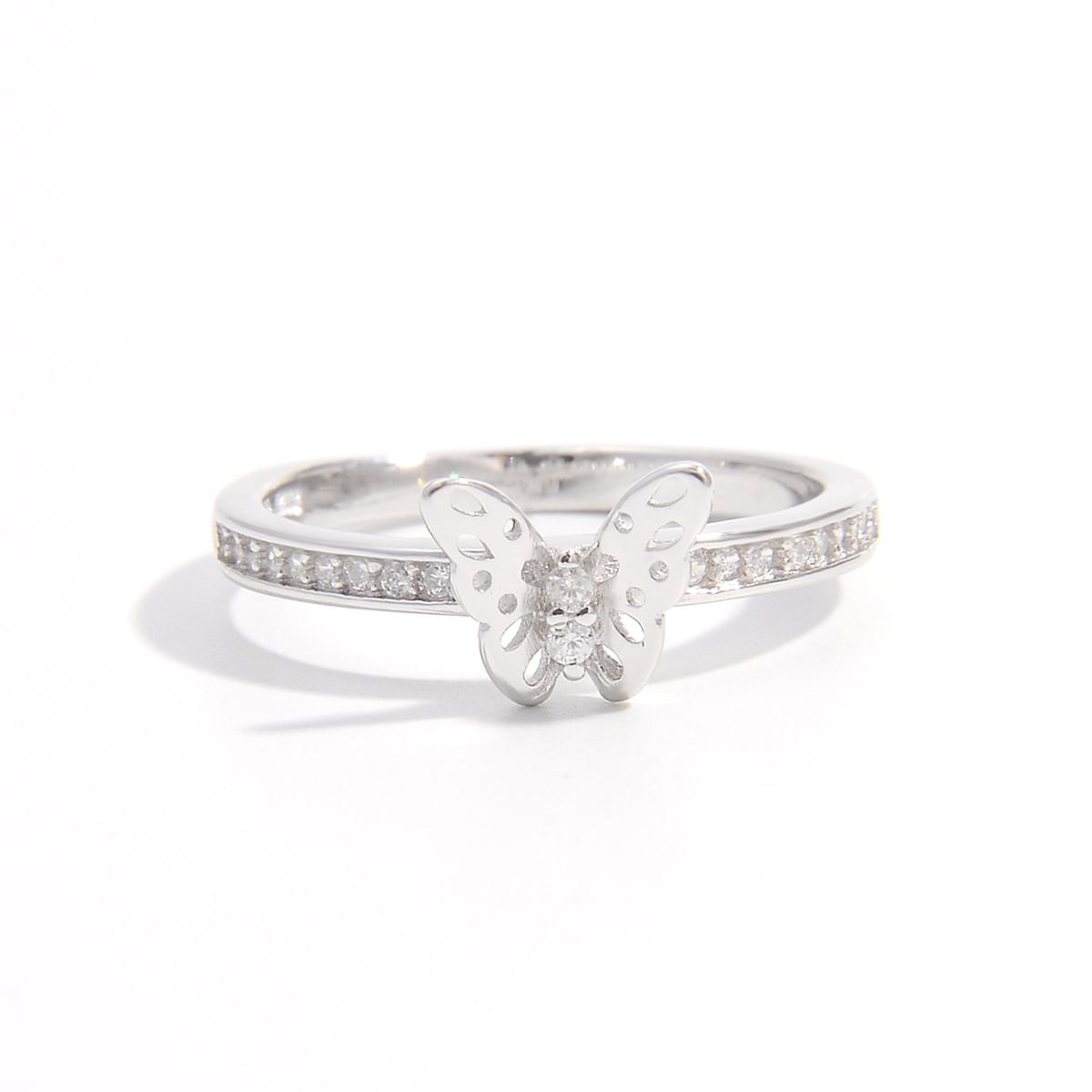 925 Sterling Silver Inlaid Zircon Butterfly Ring-BT8D