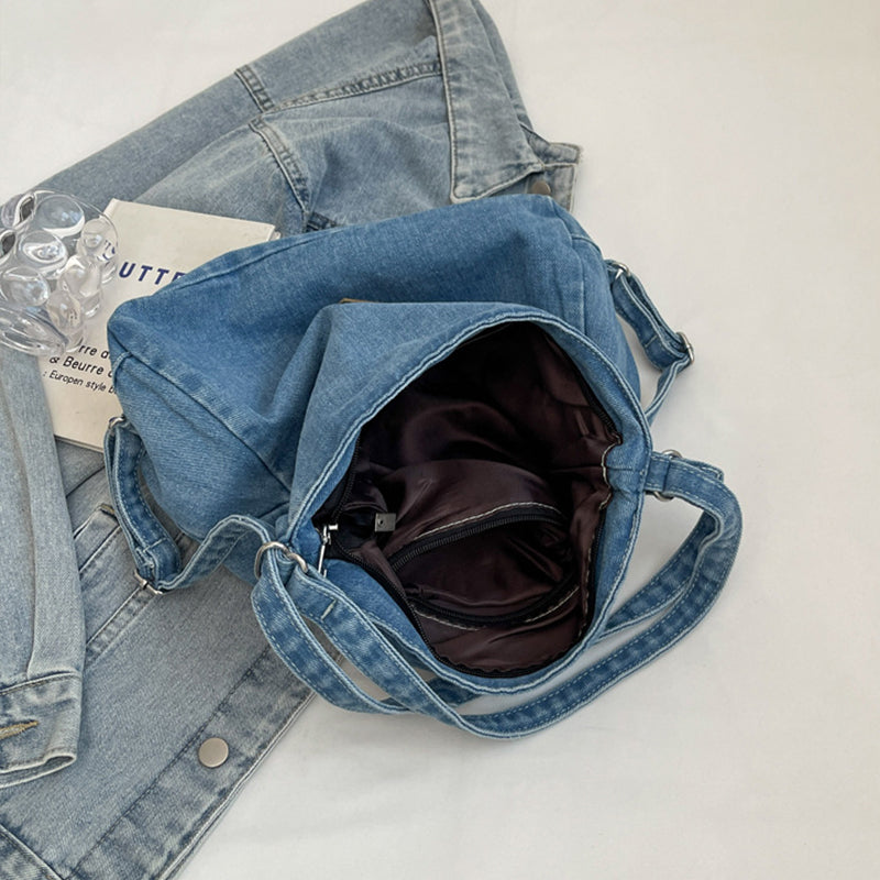 Adjustable Strap Denim Shoulder Bag-BT8D