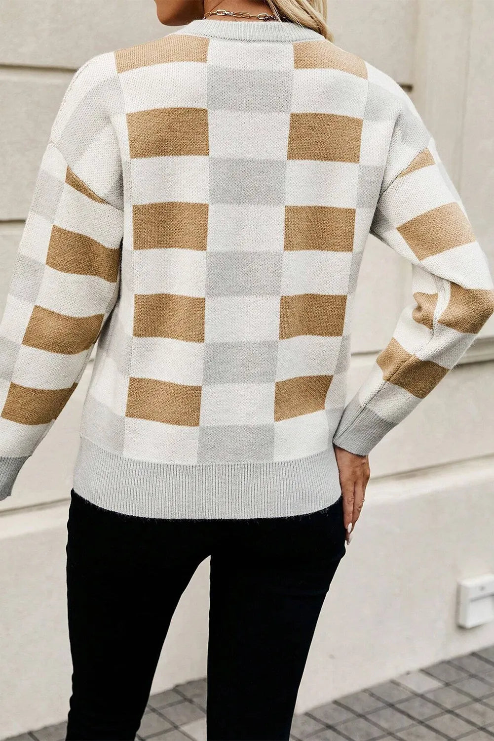 Color Block Round Neck Sweater-BT8D