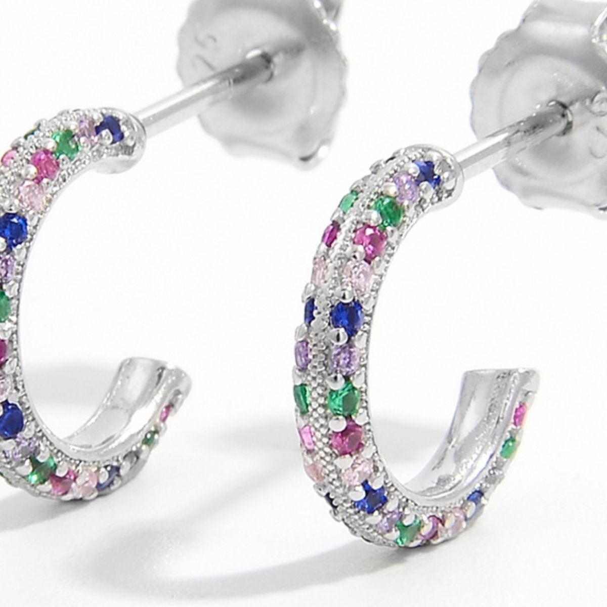 925 Sterling Silver Contrast Zircon Earrings-BT8D