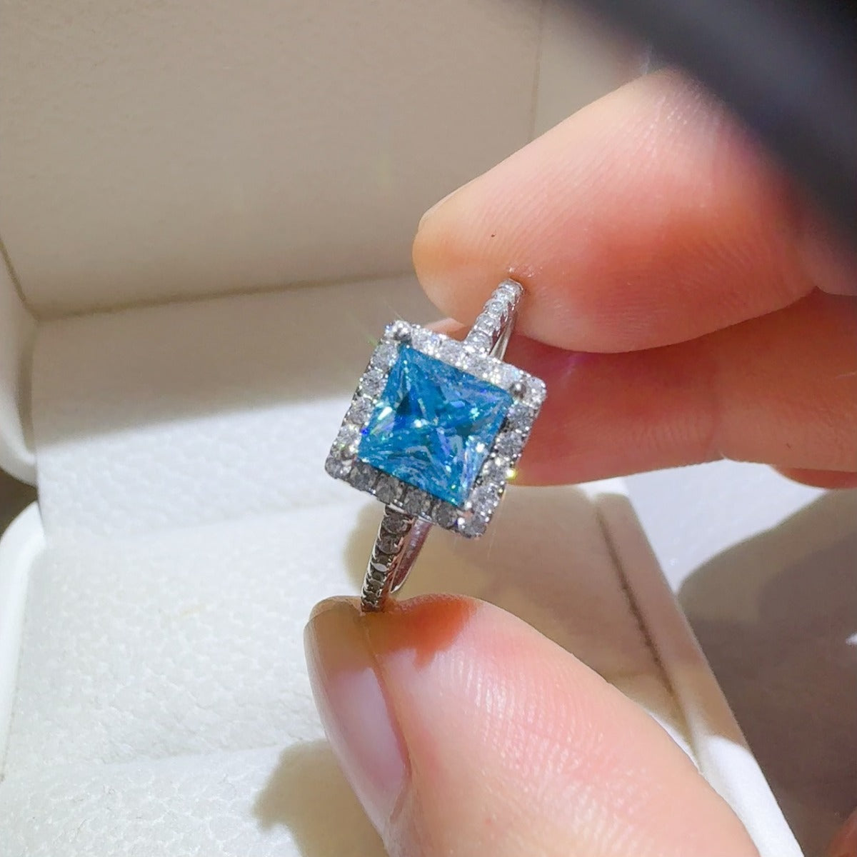 2 Carat Moissanite 925 Sterling Silver Square Shape Ring-BT8D
