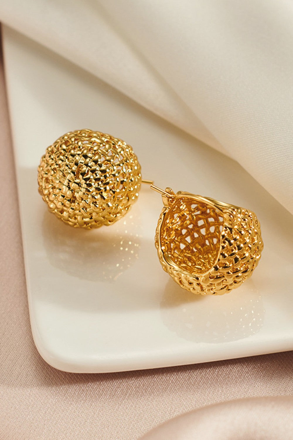 Braided Basket Metal Hoop Earrings-BT8D