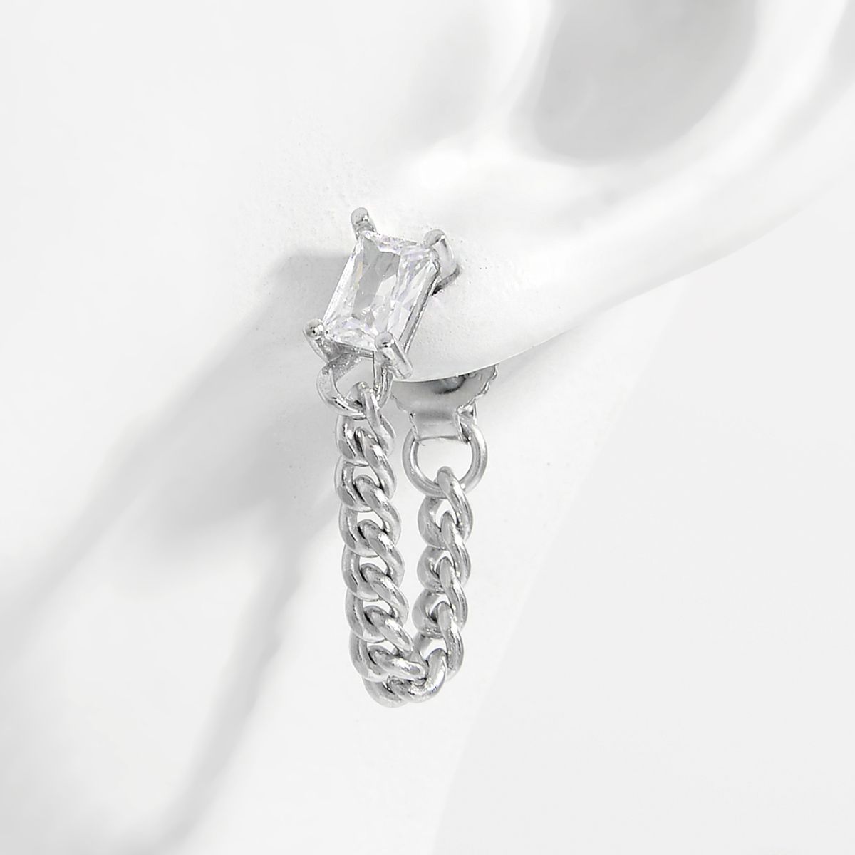 925 Sterling Silver Zircon Chain Earrings-BT8D