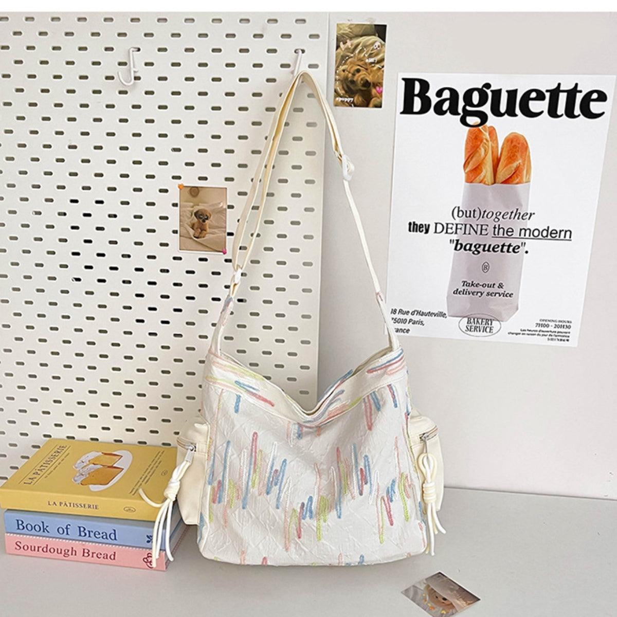 Contrast Texture Shoulder Bag-BT8D