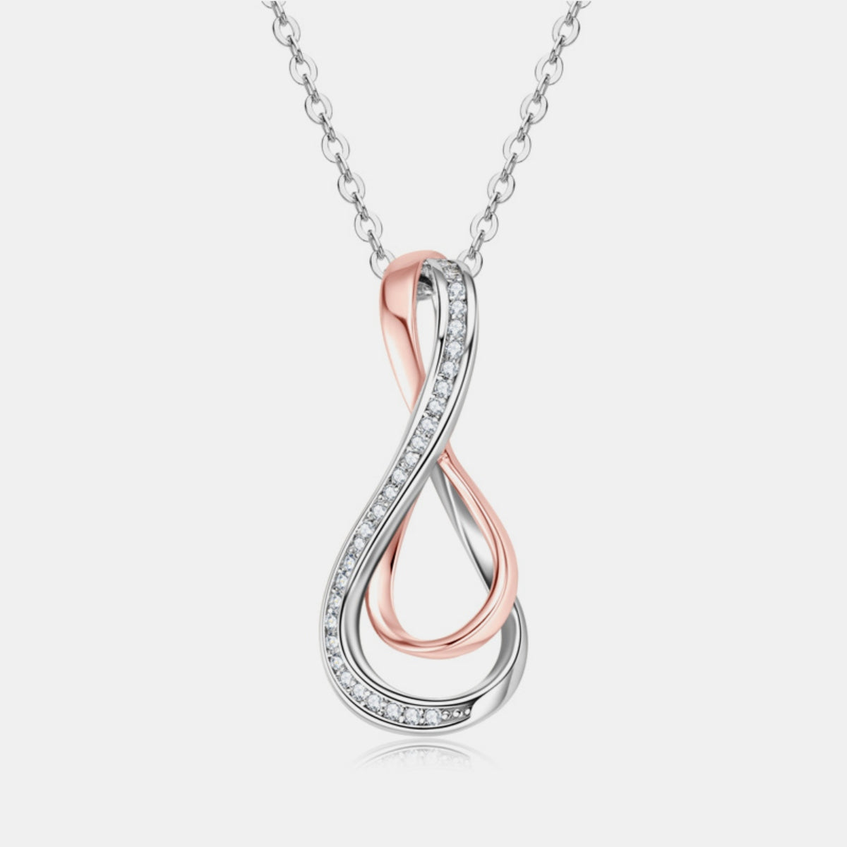 925 Sterling Silver Inlaid Moissanite Infinity Pendant Necklace-BT8D