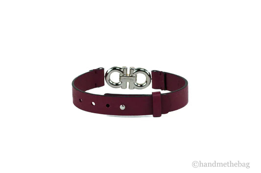 Salvatore Ferragamo Pomegranate Reversible Double Gancini Hook Leather Bracelet