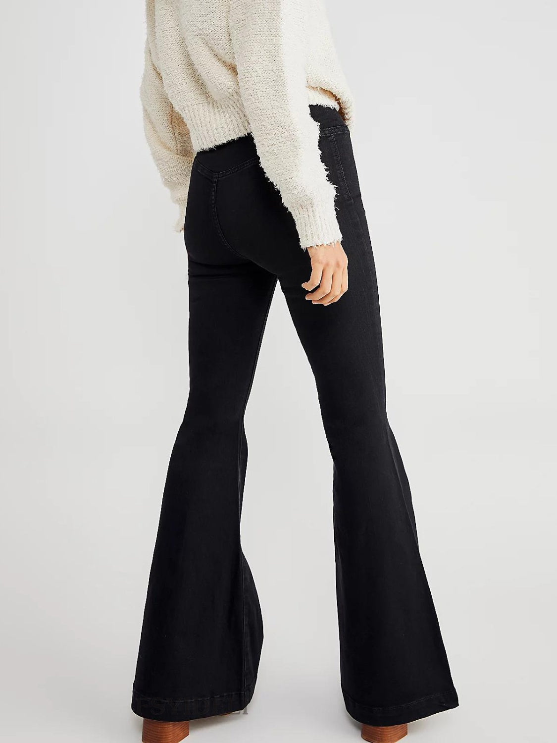 Asymmetric Waist Flare Jeans-BT8D