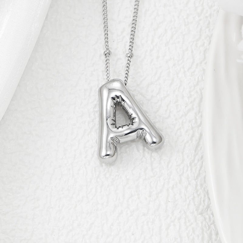 Copper Bubble Letter Pendant Necklace-BT8D