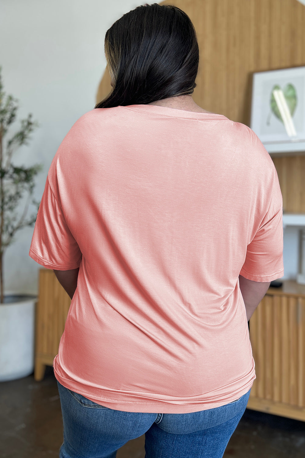 Basic Bae Full Size Bamboo V-Neck Drop Shoulder T-Shirt-BT8D