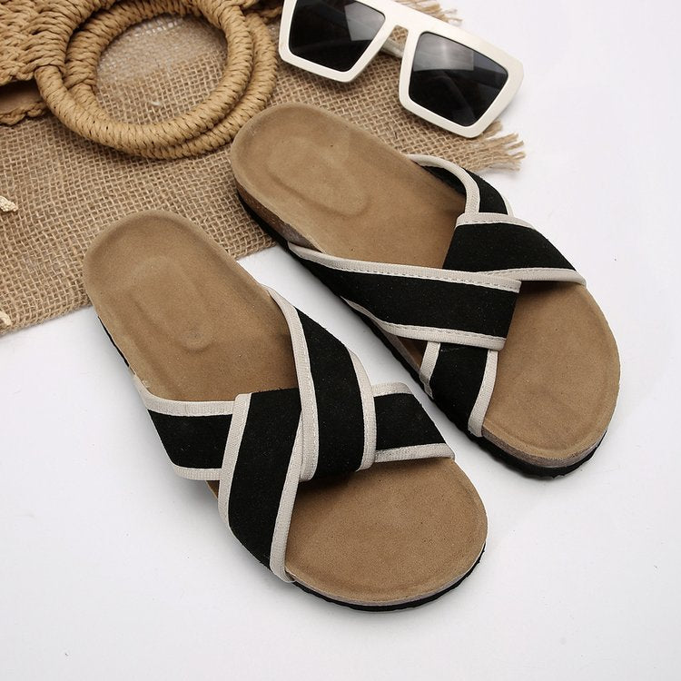 Contrast Open Toe Platform Sandals-BT8D