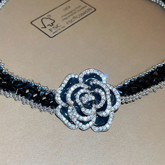 Alloy Crystal Rose Necklace-BT8D