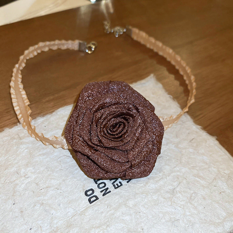 3D Rose Alloy Buckle Necklace-BT8D