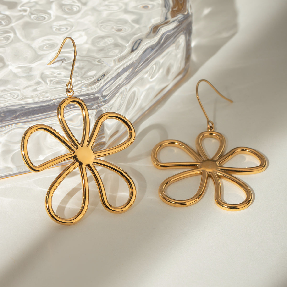 18K Gold-Plated Flower Earrings-BT8D