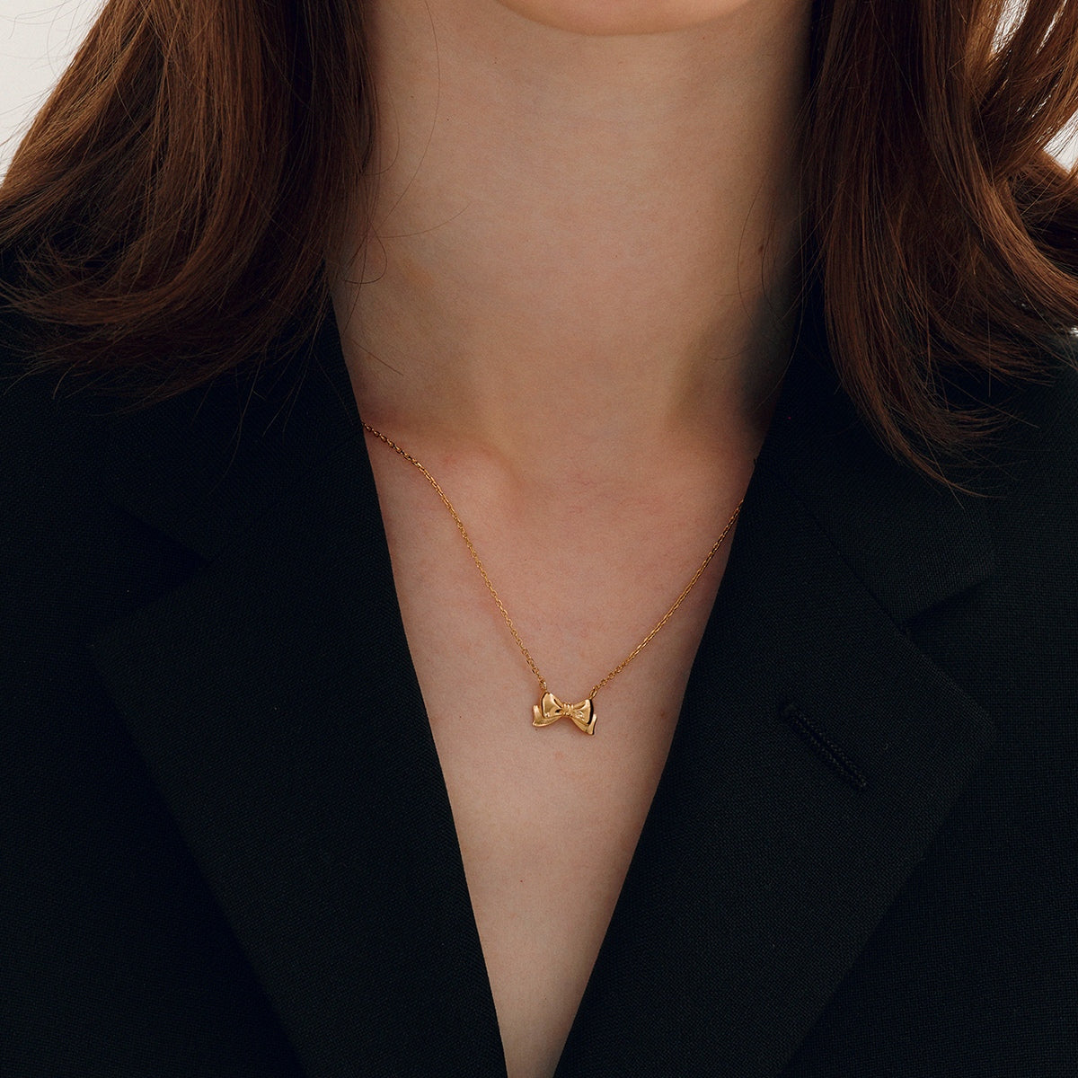 18K Gold-Plated Stainless Steel Bow Necklace-BT8D
