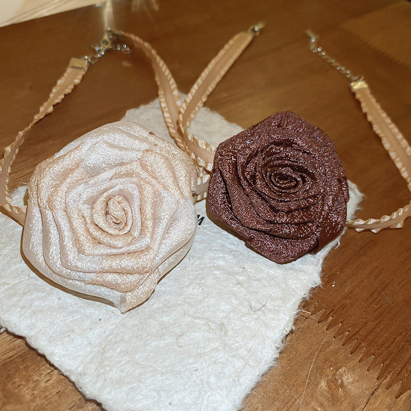 3D Rose Alloy Buckle Necklace-BT8D