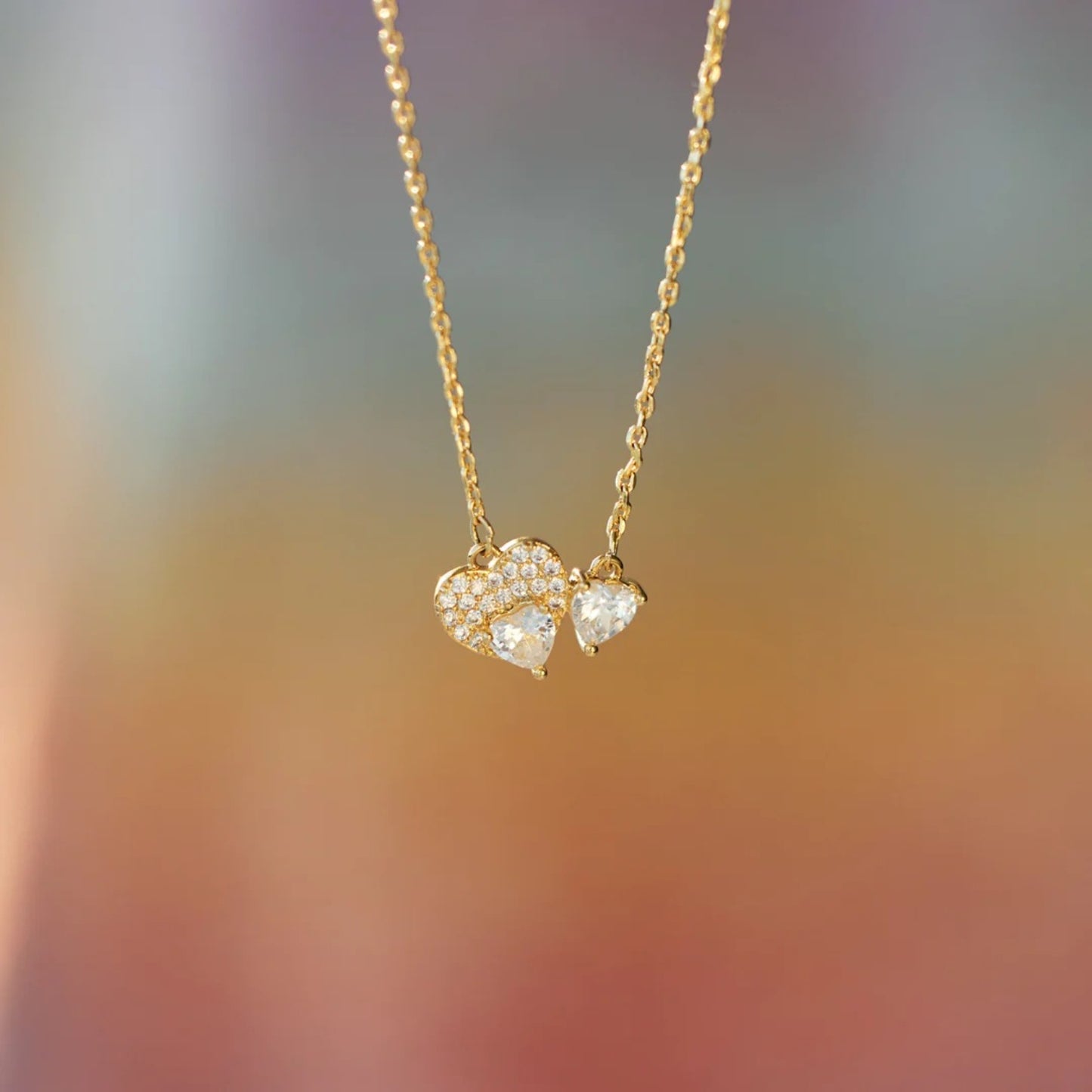 18K Gold-Plated 925 Sterling Silver Zircon Heart Necklace-BT8D