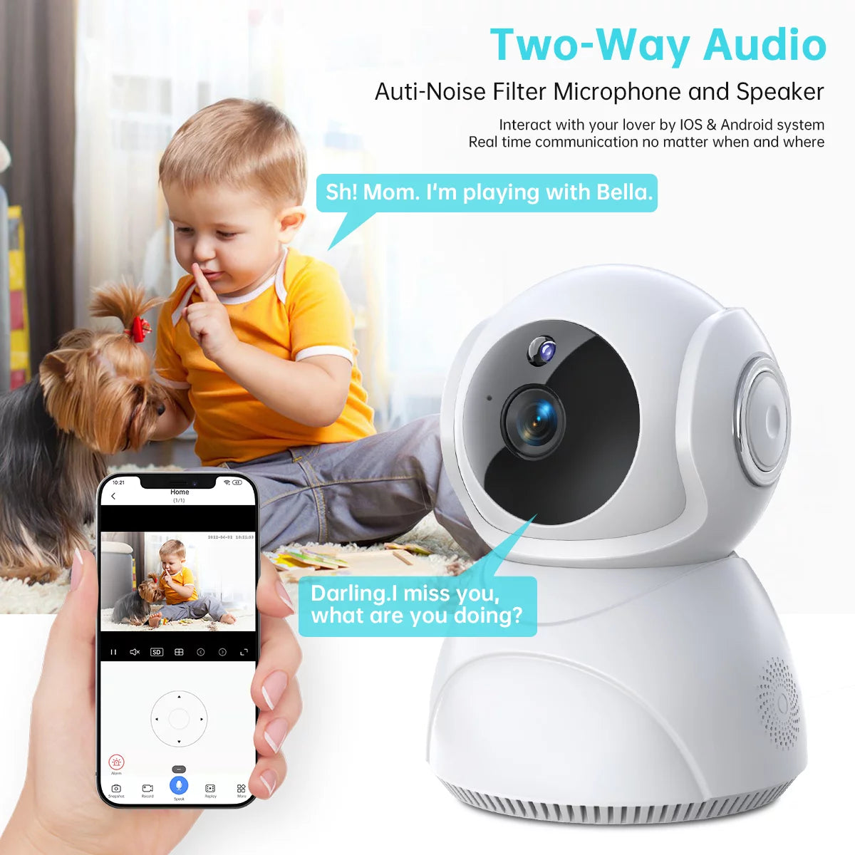 Baby Monitor -3K 5MP Video Baby Monitor with Camera and Audio - Baby Monitor Wifi Smartphone with Night Vision, Video Recording, App Control, Motion Detection/Tracking, 2-Way Audio-BT8D