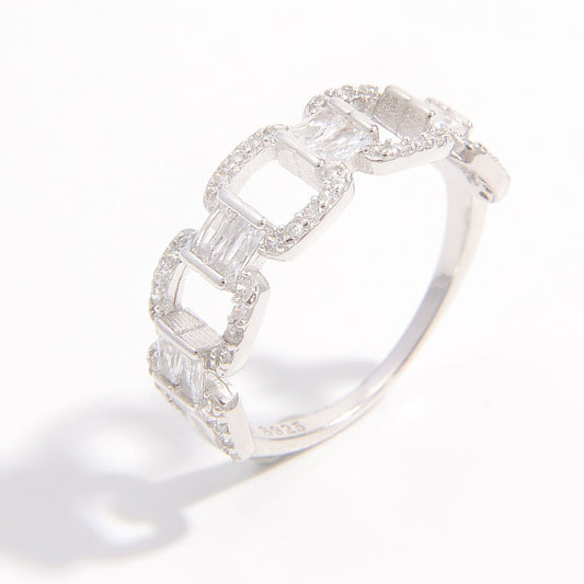 925 Sterling Silver Zircon Cutout Ring-BT8D