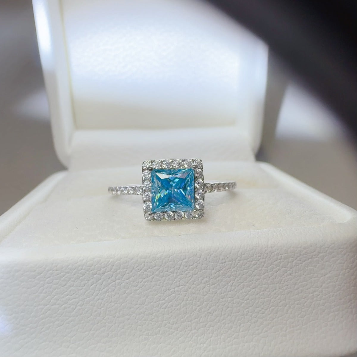 2 Carat Moissanite 925 Sterling Silver Square Shape Ring-BT8D