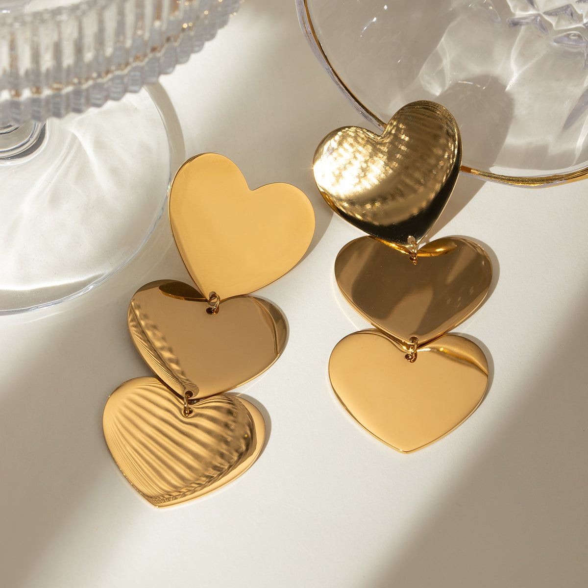 18K Gold-Plated Heart Earrings-BT8D